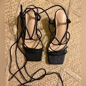 Bamboo Black Strappy Heels